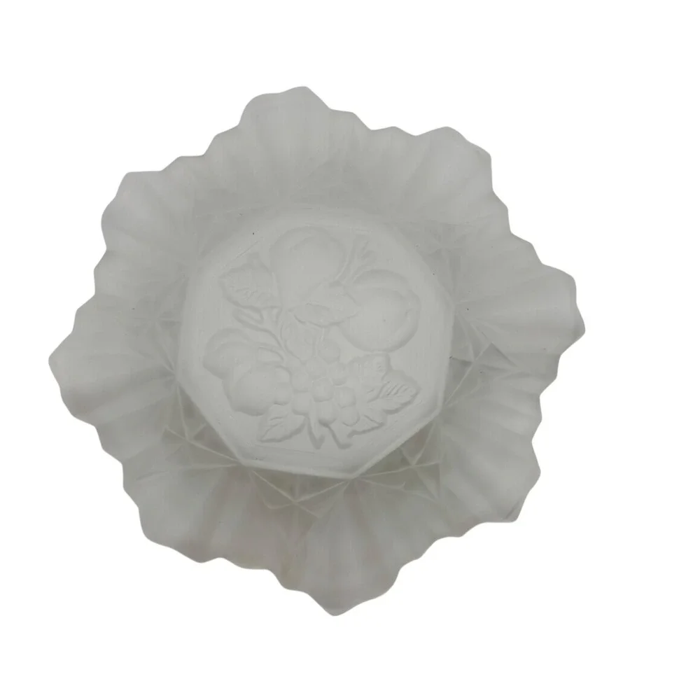 Vintage Frosted Glass Fruit Design Bowl Trinket Dish‎ Decor